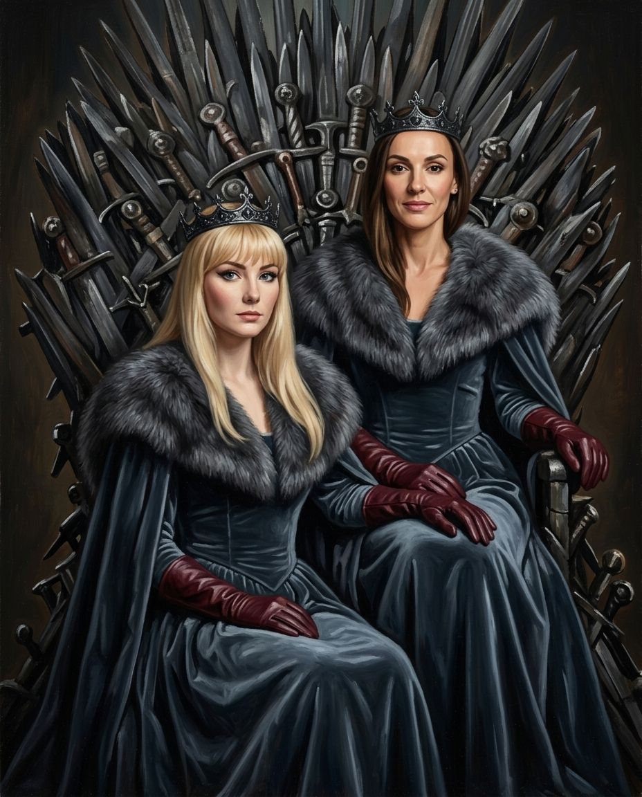 Royals of the North – Yetişkin Kız Kardeşler kişiye özel portre tasarım örneği