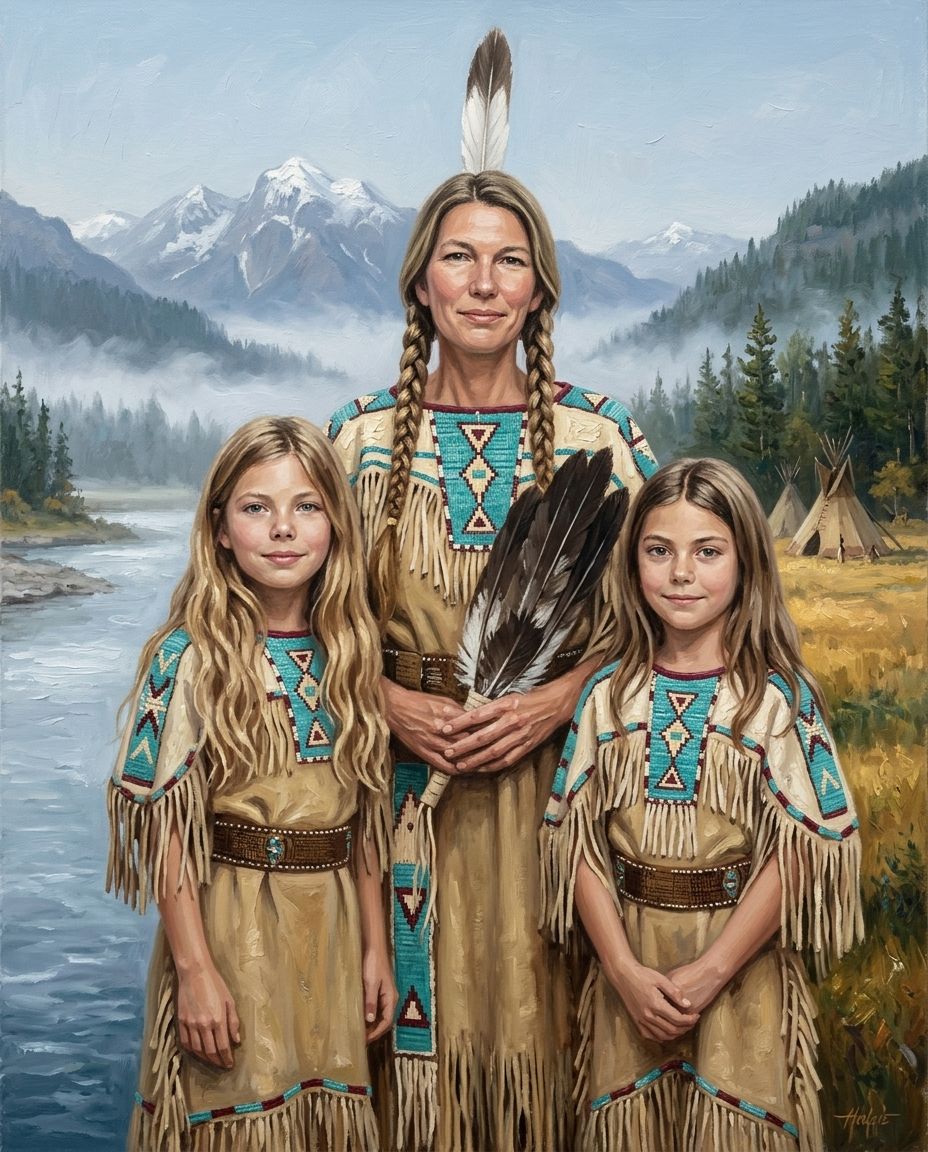 The Natives – Anne ve Çocuklar kişiye özel portre tasarım örneği