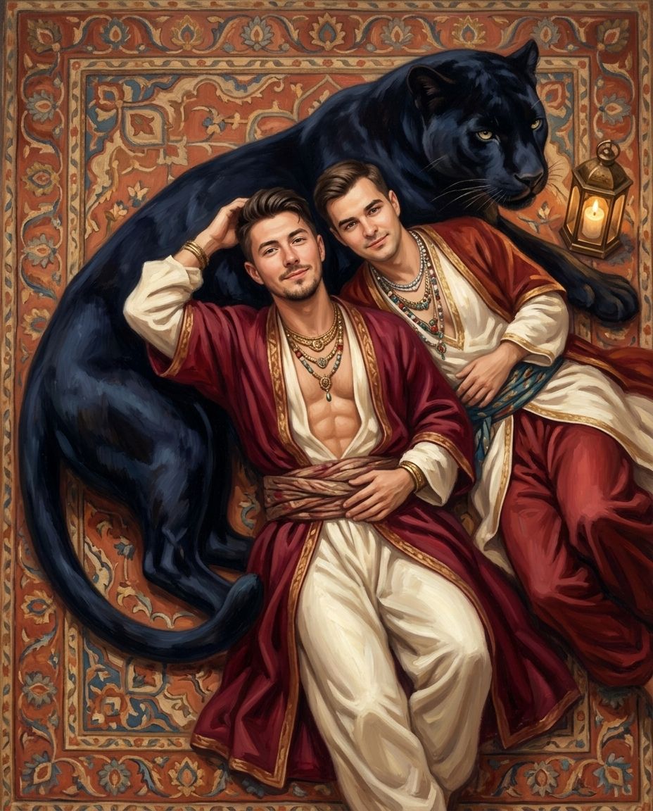 Persian Reverie – Erkek Çift kişiye özel portre tasarım örneği