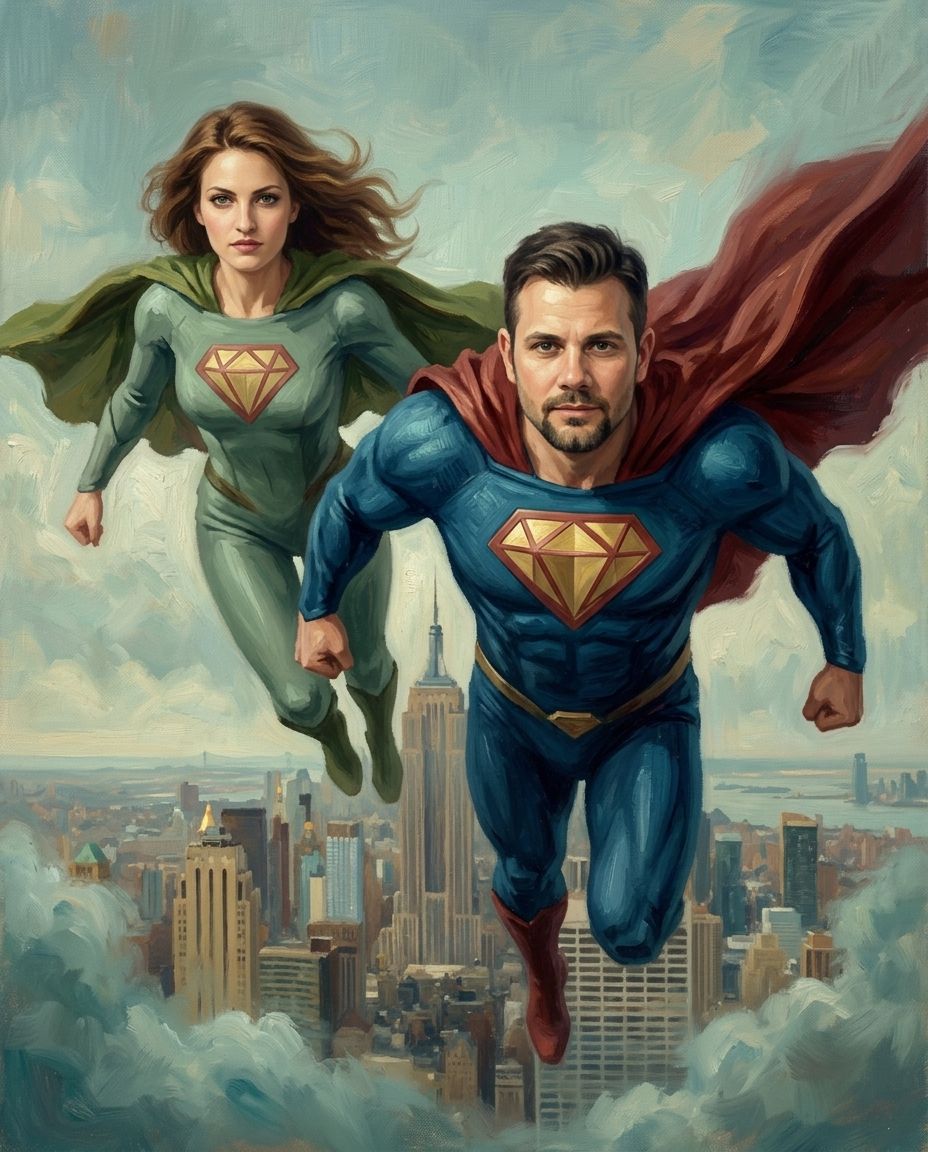 Super Hero – Çift kişiye özel portre tasarım örneği