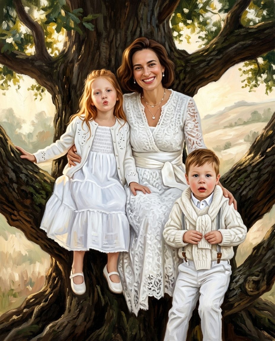 Tree of Us – Anne ve Çocuklar kişiye özel portre tasarım örneği