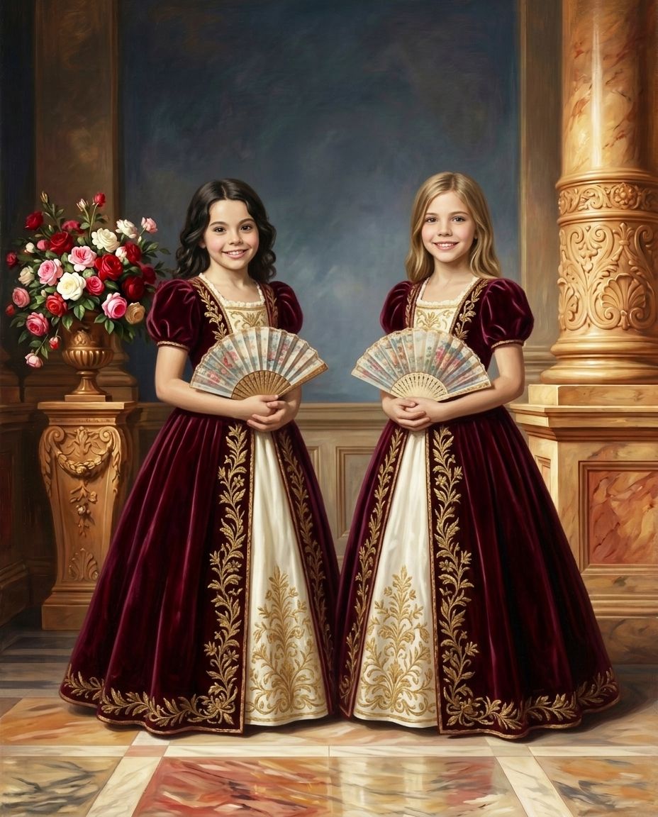 Royals of Roses – Kız Kardeşler kişiye özel portre tasarım örneği