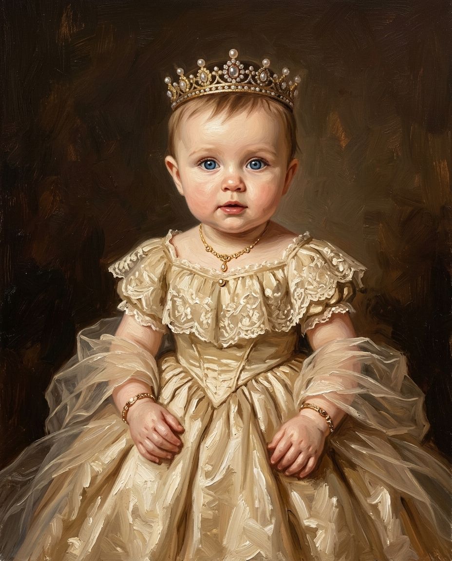 Royals in Gold – Bebek kişiye özel portre tasarım örneği