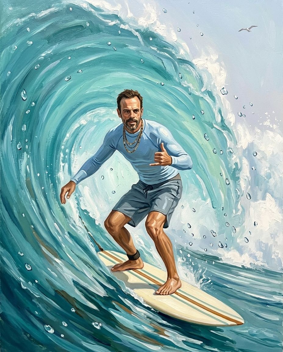 Majestic Surfer – Erkek kişiye özel portre tasarım örneği