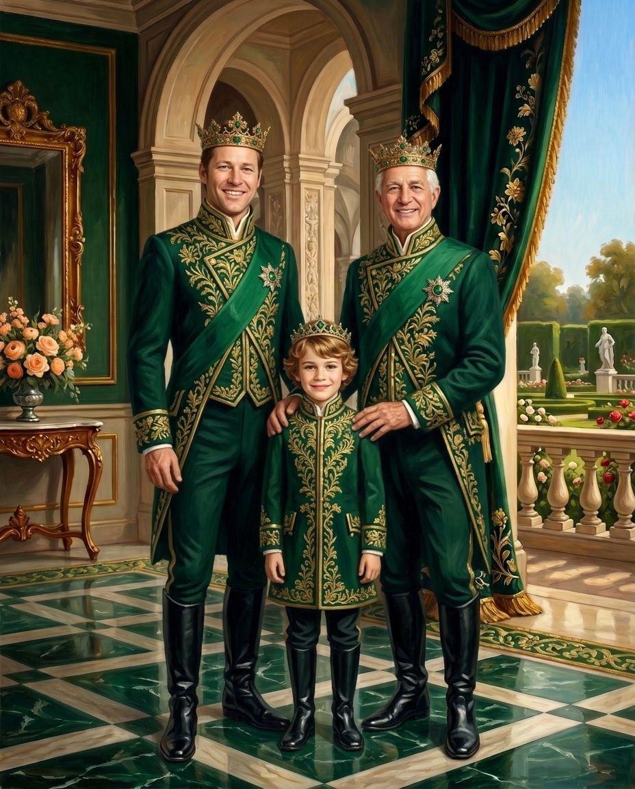 Emerald Imperials – Erkek Kuşakları kişiye özel portre tasarım örneği