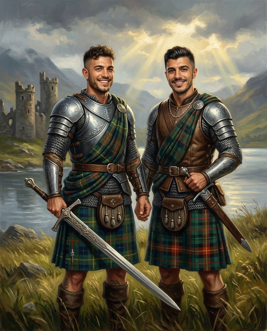 Highland Warrior – Erkek Çift kişiye özel portre tasarım örneği