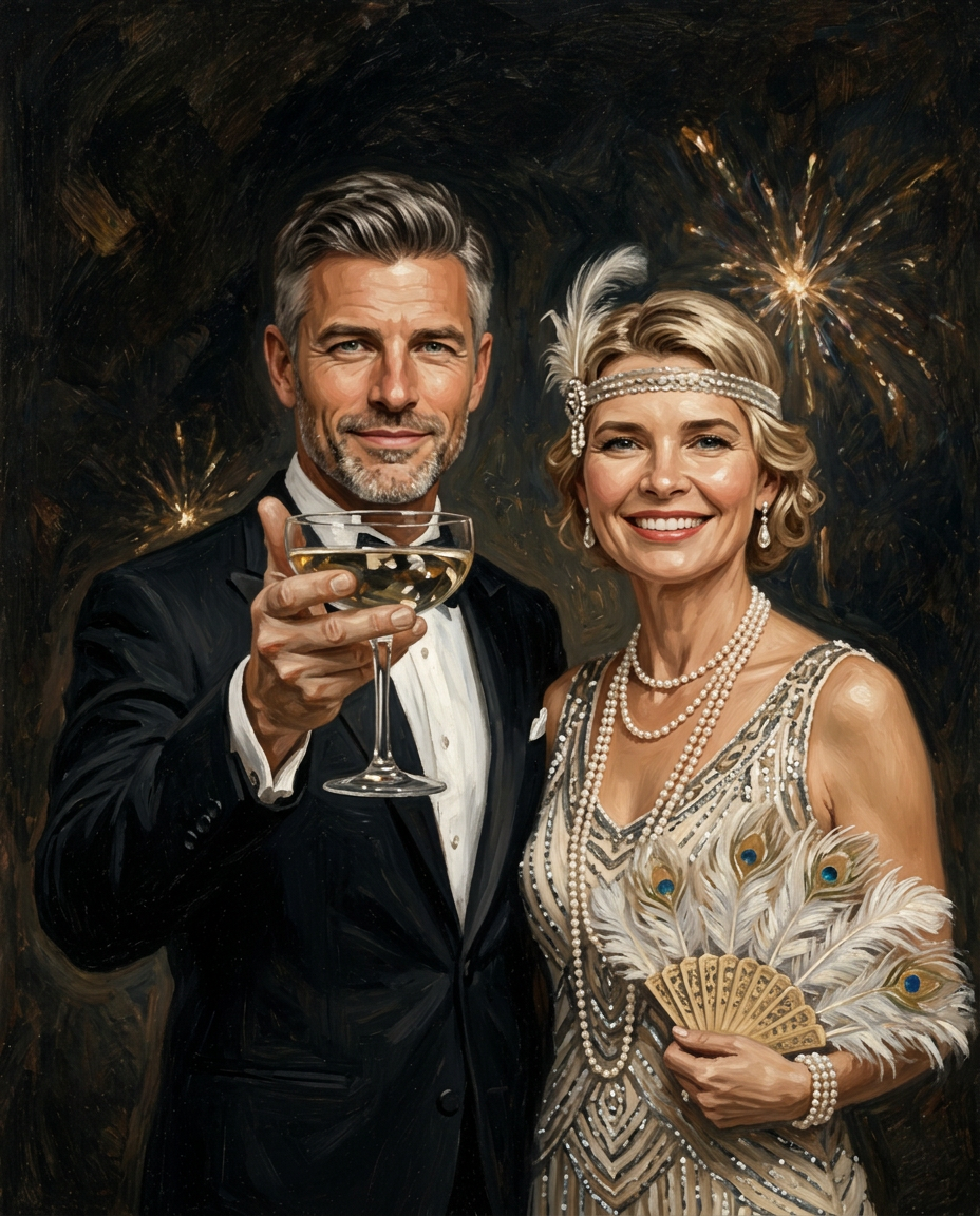 Old Money – Çift kişiye özel portre tasarım örneği