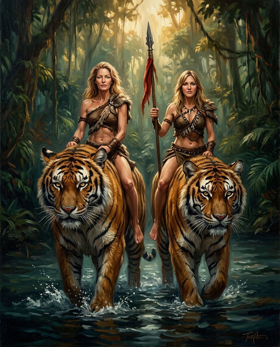 Beastmaster – Yetişkin Kız Kardeşler kişiye özel portre tasarım örneği