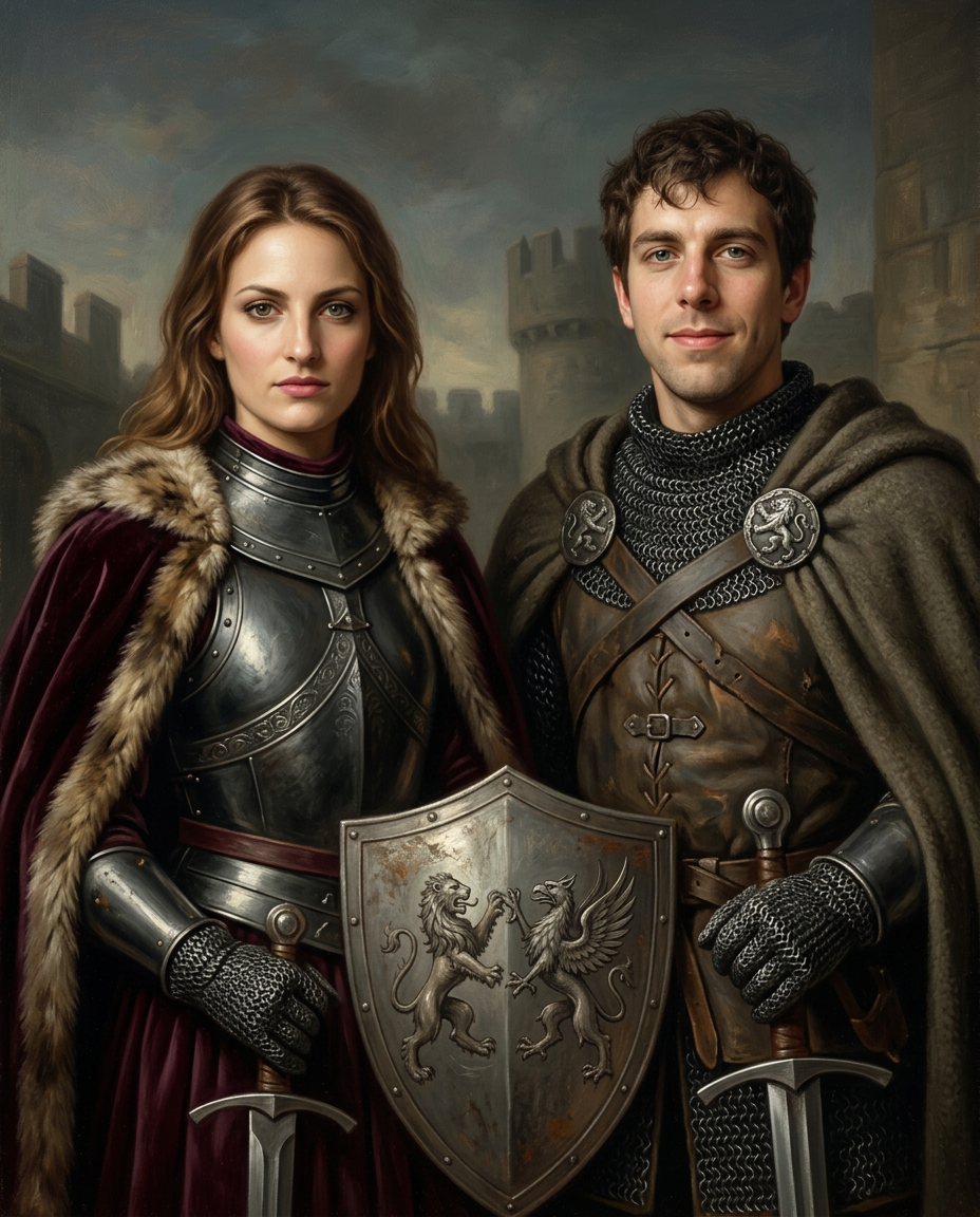 Knights – Çift kişiye özel portre tasarım örneği
