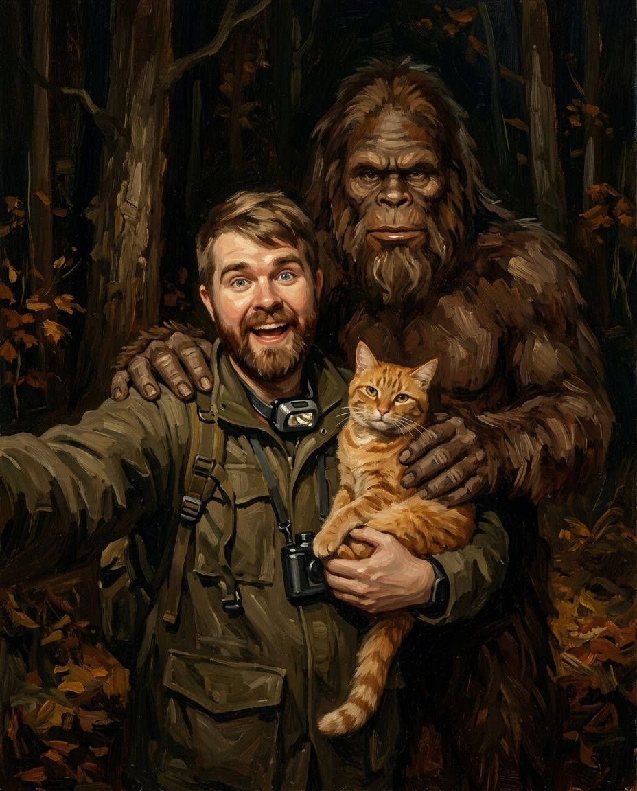 Sasquatch – Erkek ve Evcil Dost kişiye özel portre tasarım örneği