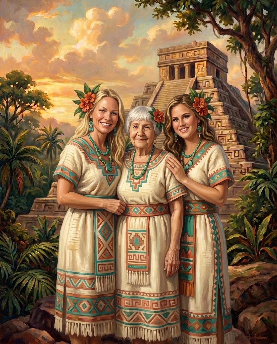 Aztecs – Kadın Kuşakları kişiye özel portre tasarım örneği