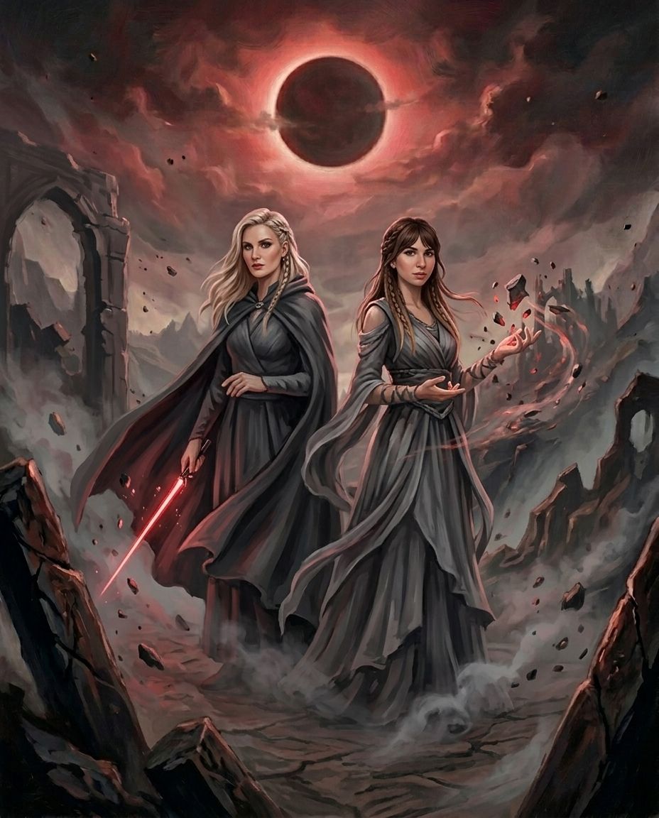 Crimson Ascension – Kadın Çift kişiye özel portre tasarım örneği