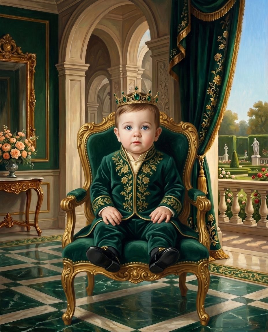 Emerald Imperials – Bebek kişiye özel portre tasarım örneği