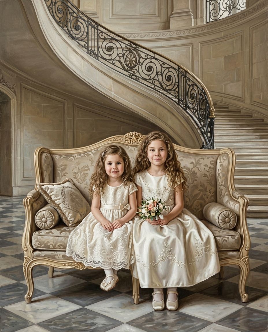 Marble & Lace – Kız Kardeşler kişiye özel portre tasarım örneği