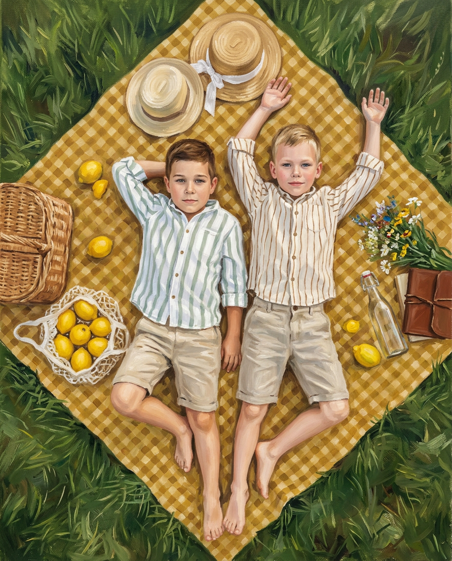 Lazy Lemon – Erkek Kardeşler kişiye özel portre tasarım örneği