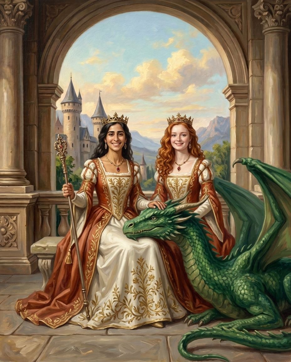 Fantasy Royalty – Kadın Çift kişiye özel portre tasarım örneği