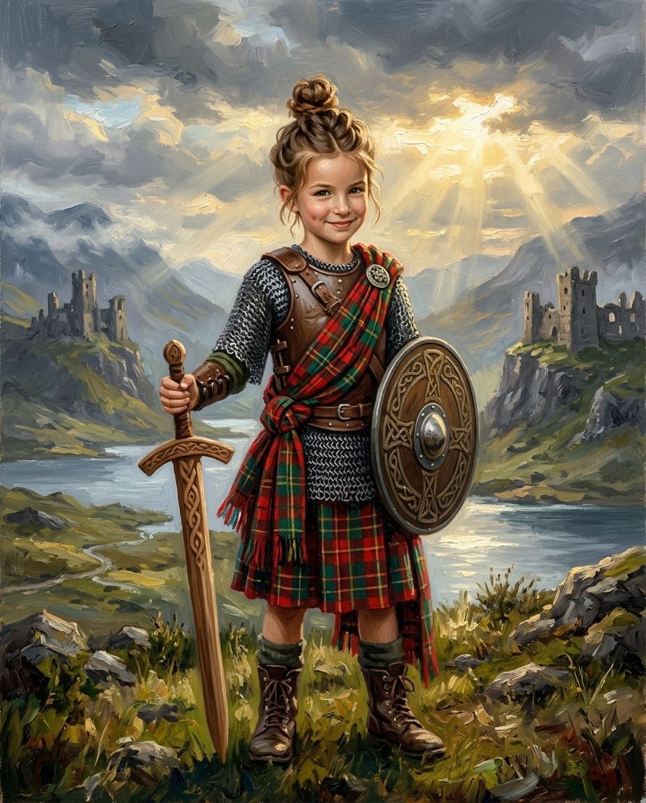 Highland Warrior – Çocuk kişiye özel portre tasarım örneği