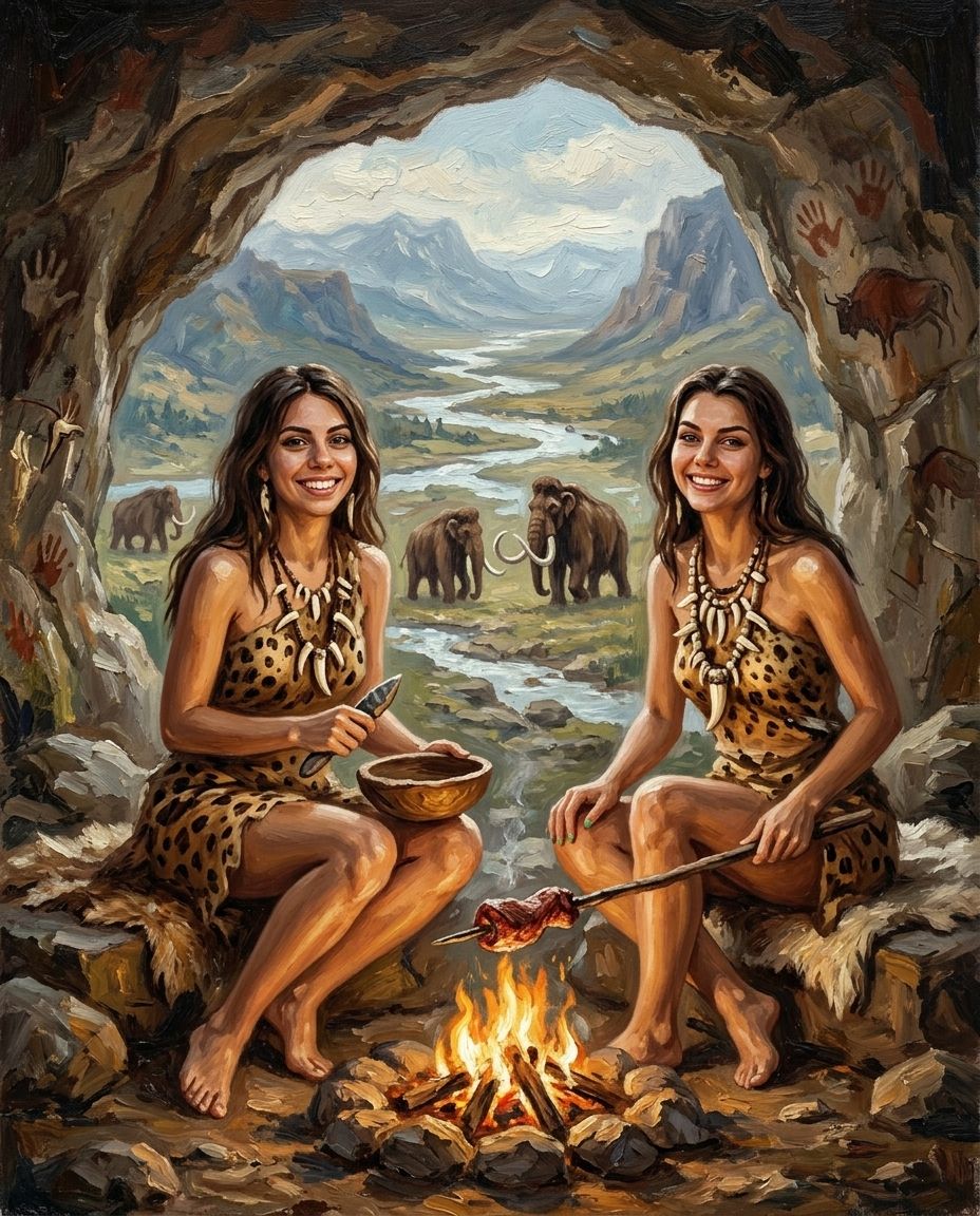 Cave Family – Kadın Çift kişiye özel portre tasarım örneği