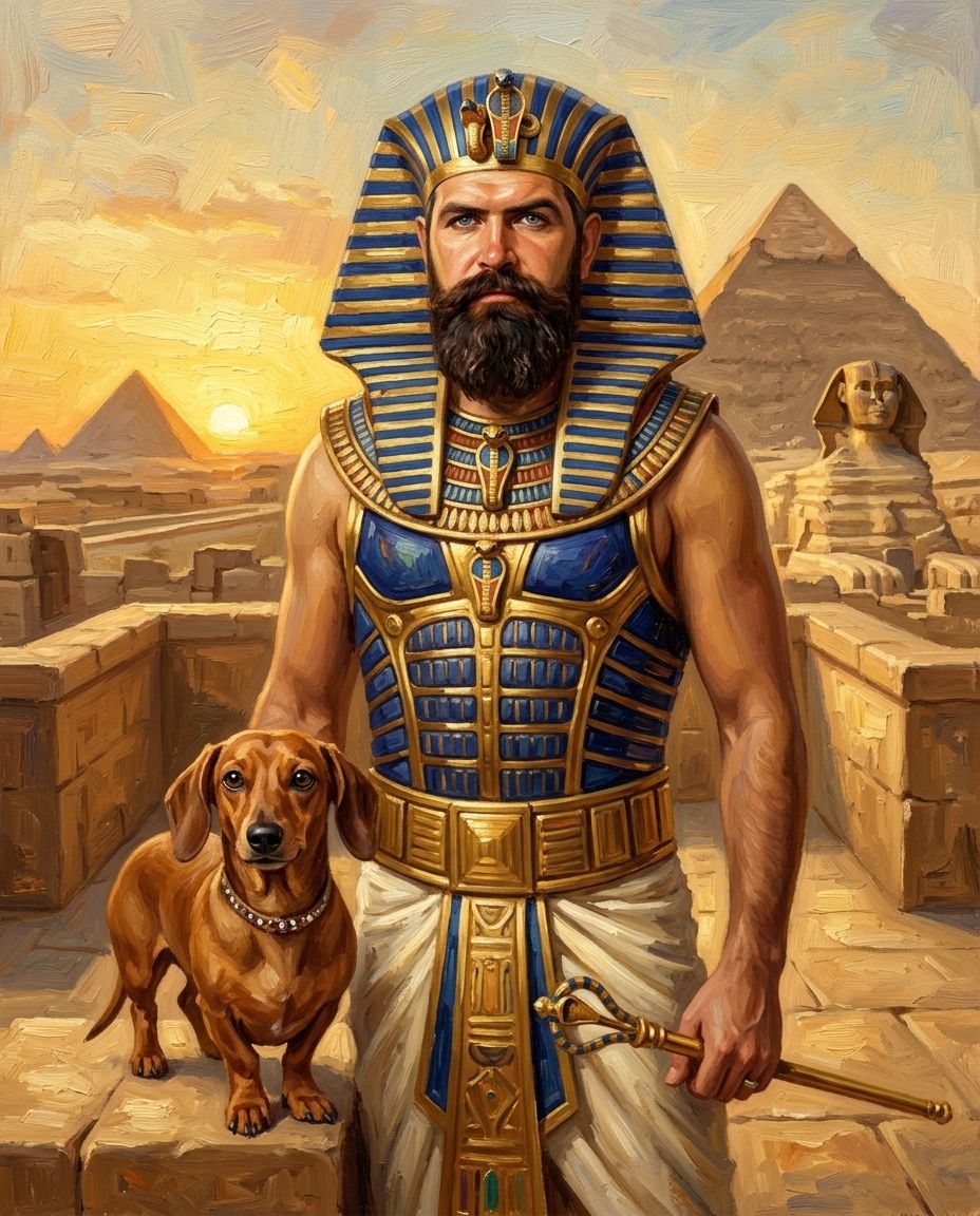 Ancient Rulers – Erkek ve Evcil Dost kişiye özel portre tasarım örneği