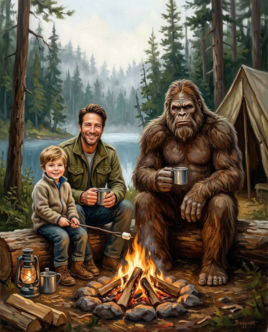 Big Foot – Baba ve Çocuklar kişiye özel portre tasarım örneği