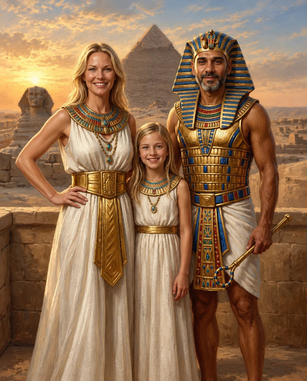 Ancient Rulers – Anne Baba ve Çocuk kişiye özel portre tasarım örneği