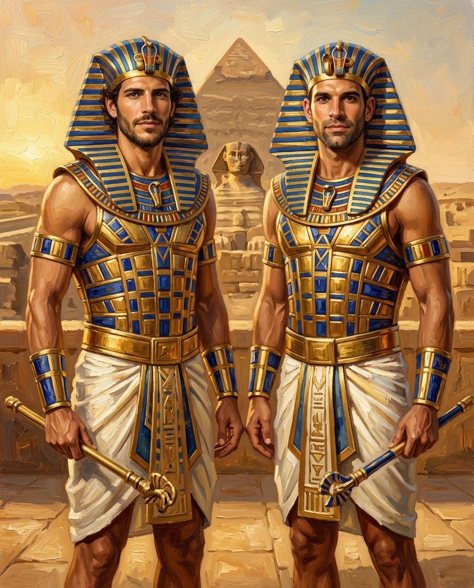 Ancient Rulers – Yetişkin Erkek Kardeşler kişiye özel portre tasarım örneği