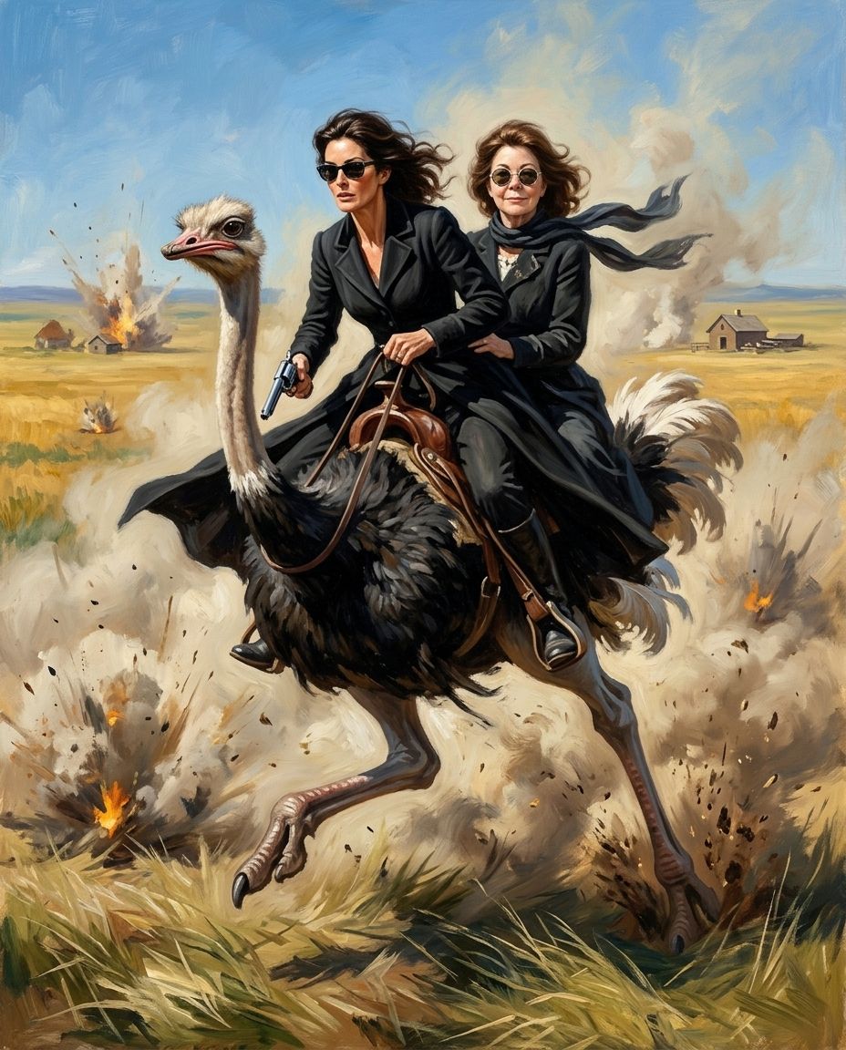 Ostrich Outlaw – Kadın Çift kişiye özel portre tasarım örneği