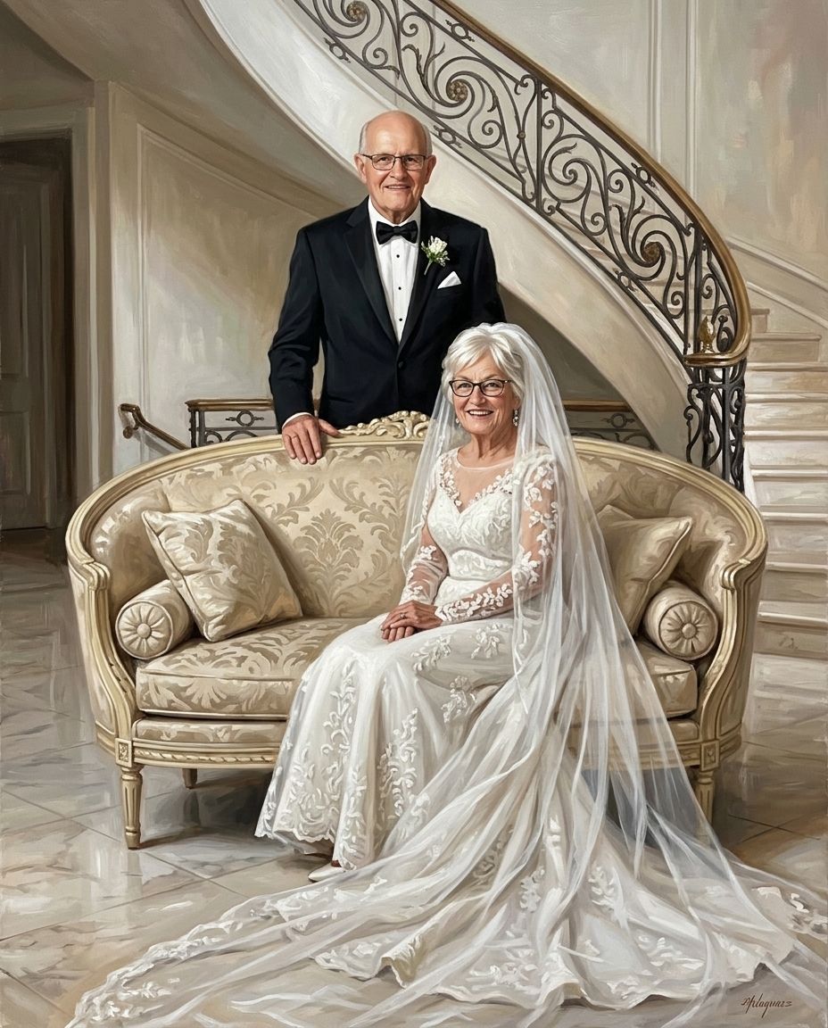 Marble & Lace – Çift kişiye özel portre tasarım örneği