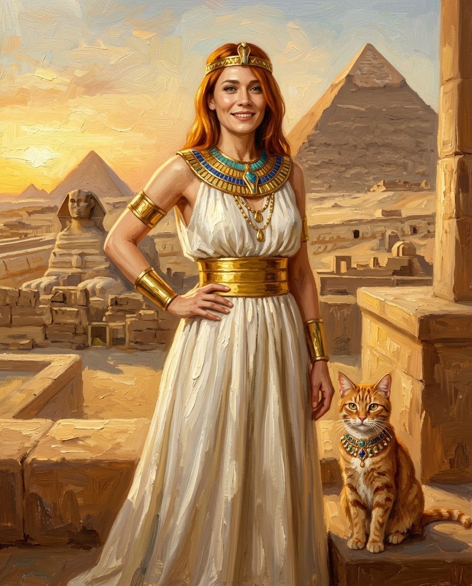 Ancient Rulers – Kadın ve Evcil Dostlar kişiye özel portre tasarım örneği