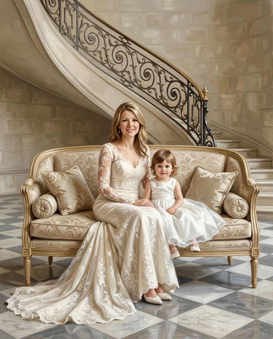 Marble & Lace – Anne ve Çocuklar kişiye özel portre tasarım örneği