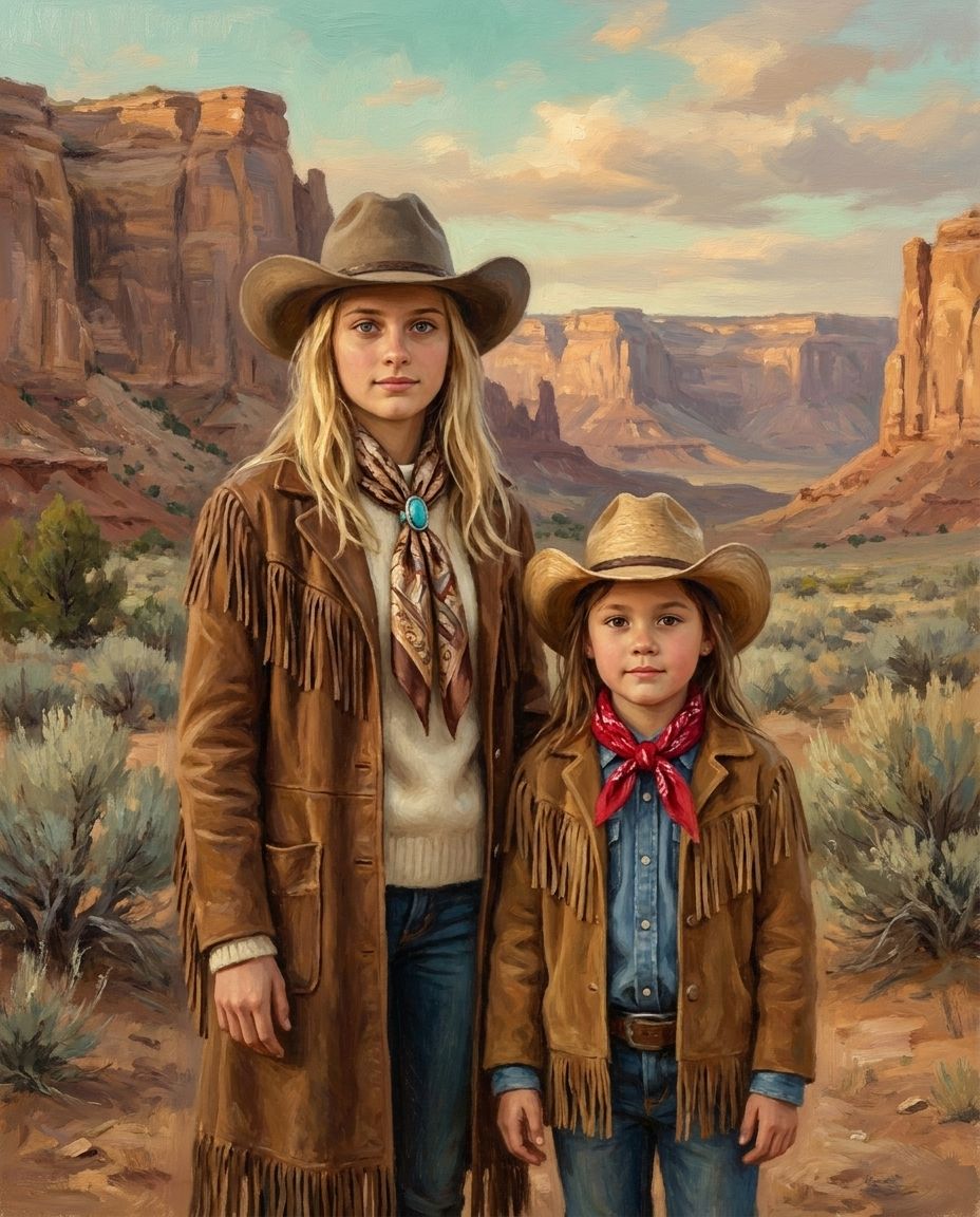 Cowboy – Kız Kardeşler kişiye özel portre tasarım örneği