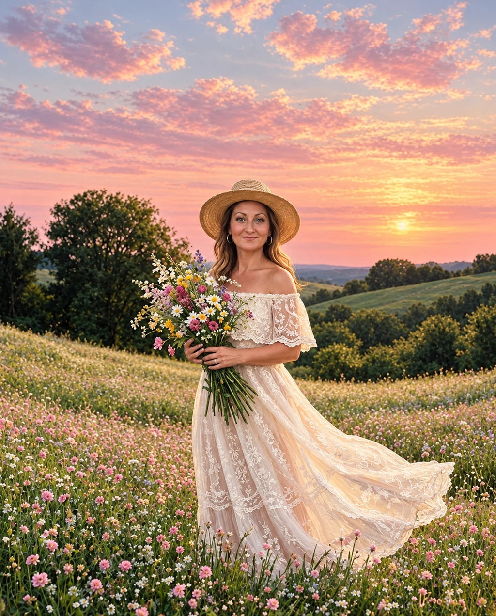 Blossom Grace – Kadın kişiye özel portre tasarım örneği