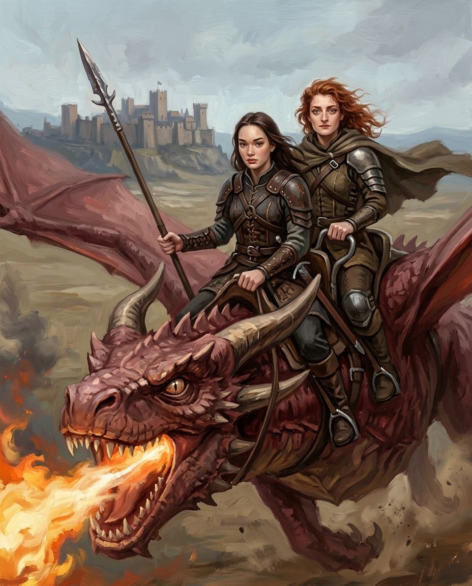 Dragon Rider – Kadın Çift kişiye özel portre tasarım örneği