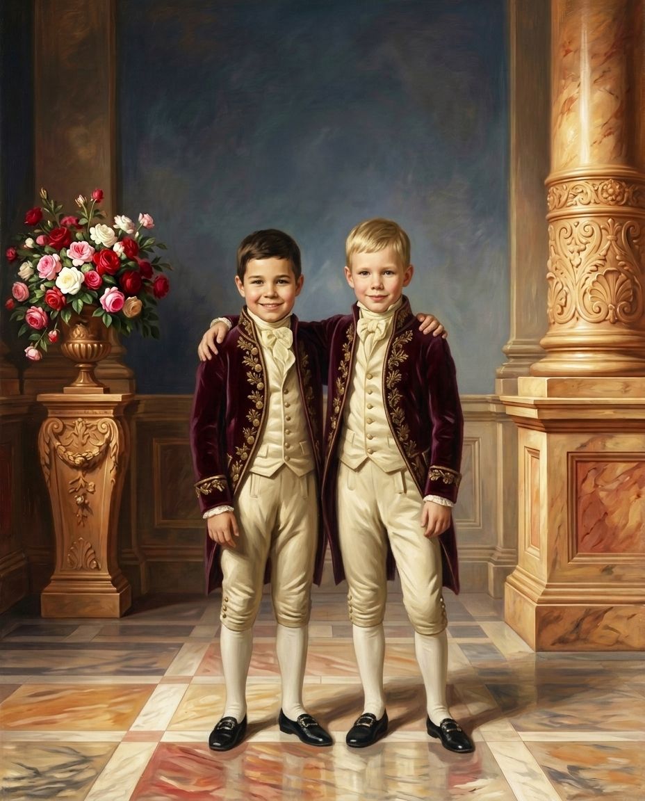 Royals of Roses – Erkek Kardeşler kişiye özel portre tasarım örneği
