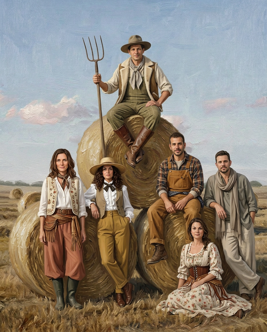 Golden Harvest – Kardeşler kişiye özel portre tasarım örneği