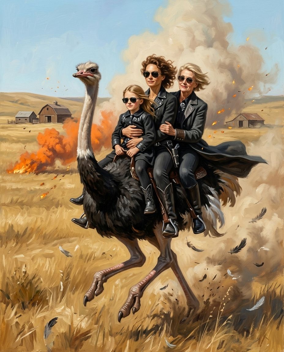 Ostrich Outlaw – Kadın Kuşakları kişiye özel portre tasarım örneği