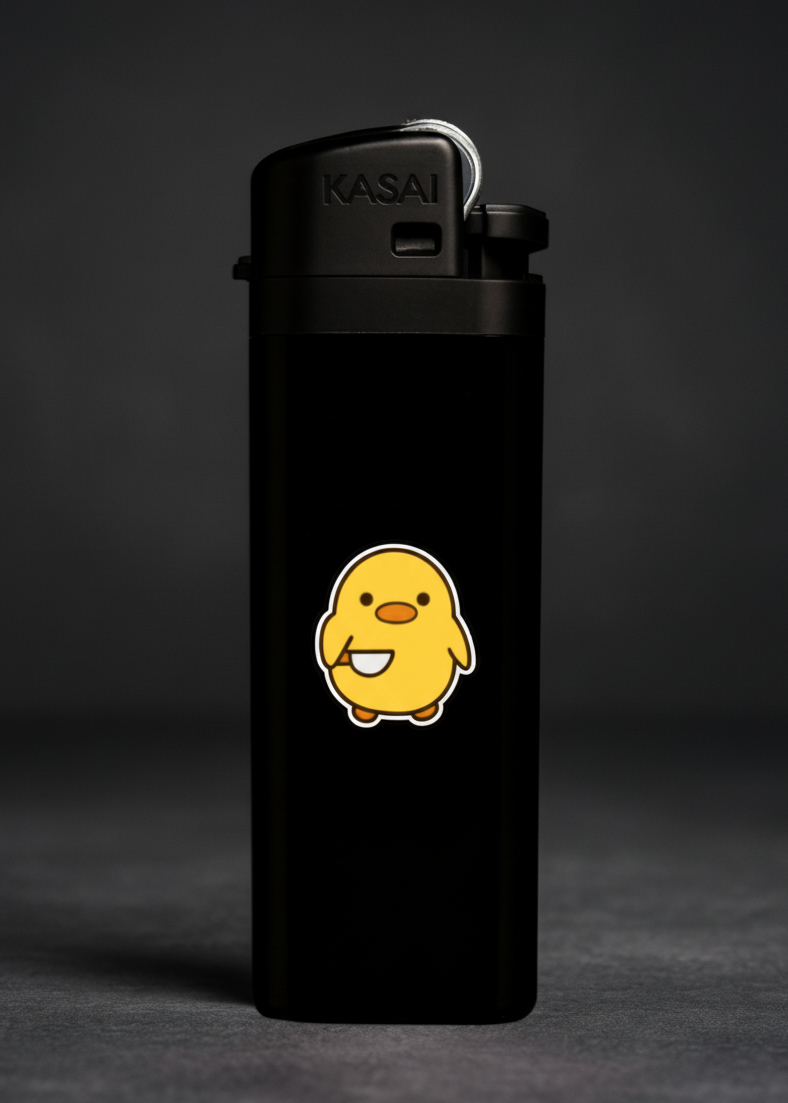 Civciv stickerlı tasarım çakmak – sevimli hedgeiylik baskılı çakmak modeli
