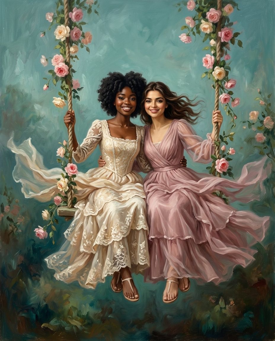 The Swing of Serenity – Kadın Çift kişiye özel portre tasarım örneği