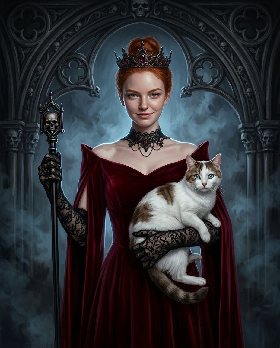 Evil Reign – Kadın ve Evcil Dostlar kişiye özel portre tasarım örneği