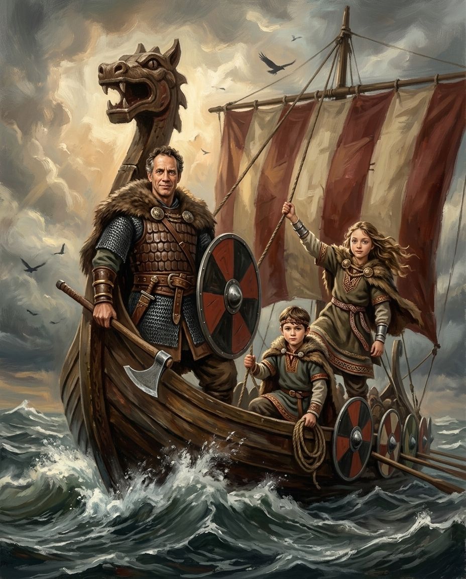 Storm Saga – Baba ve Çocuklar kişiye özel portre tasarım örneği