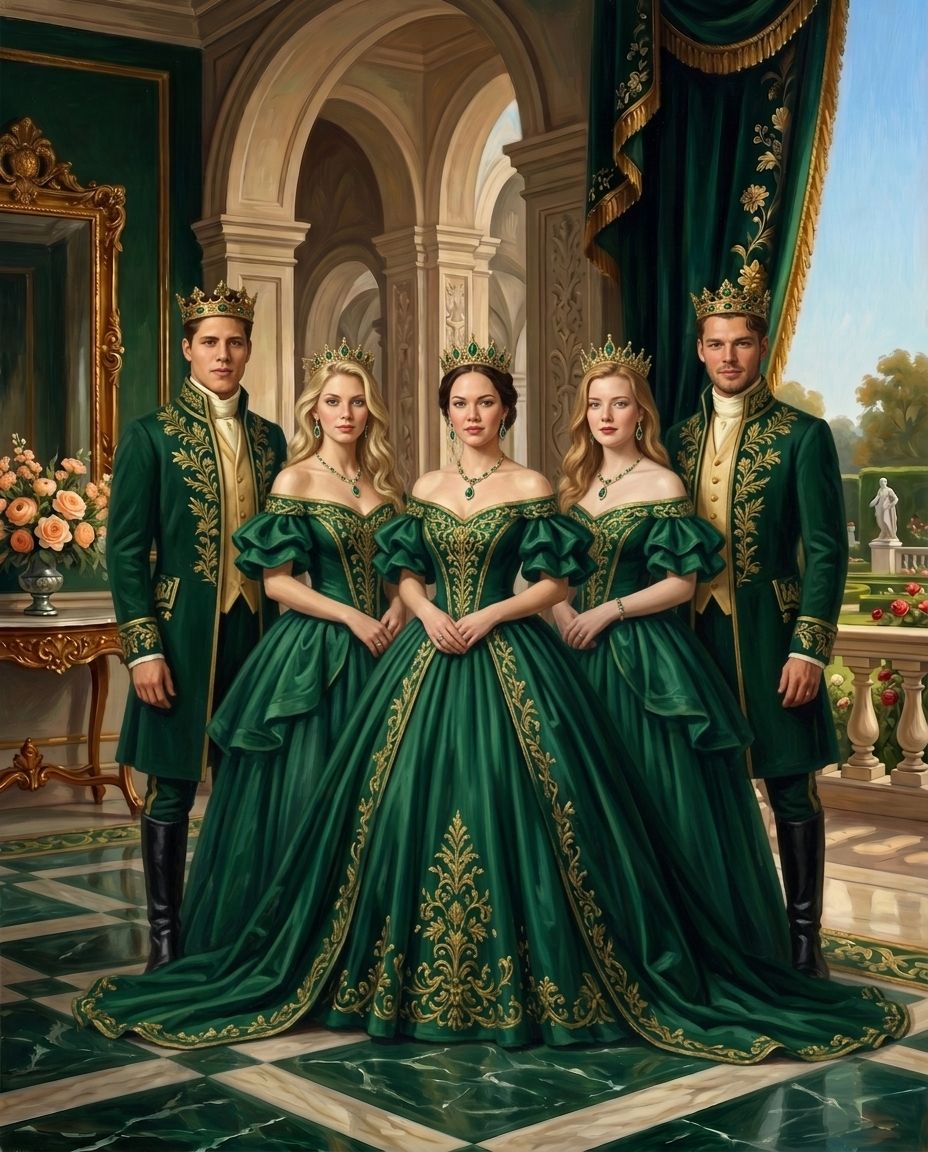 Emerald Imperials – Kardeşler kişiye özel portre tasarım örneği