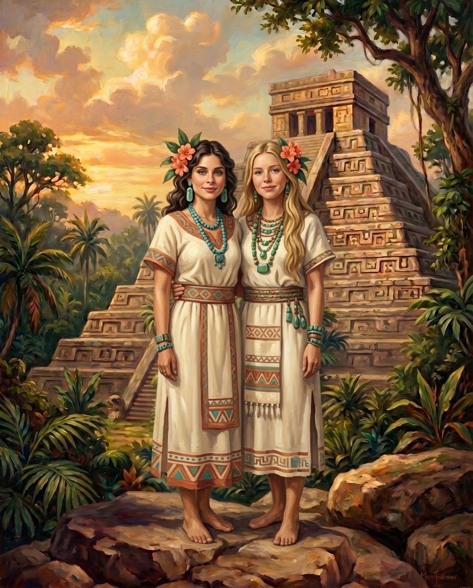 Aztecs – Kadın Çift kişiye özel portre tasarım örneği