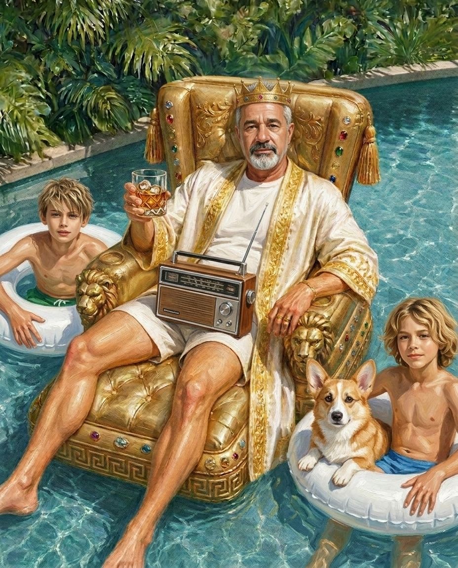 Dad's Day Off – Büyükbaba ve Torunlar kişiye özel portre tasarım örneği