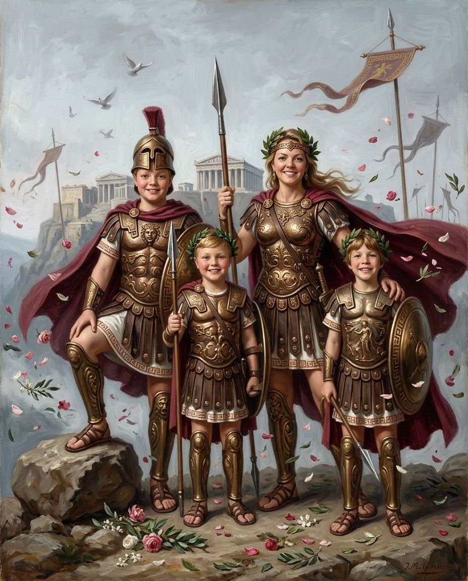 Spartans – Anne ve Çocuklar kişiye özel portre tasarım örneği