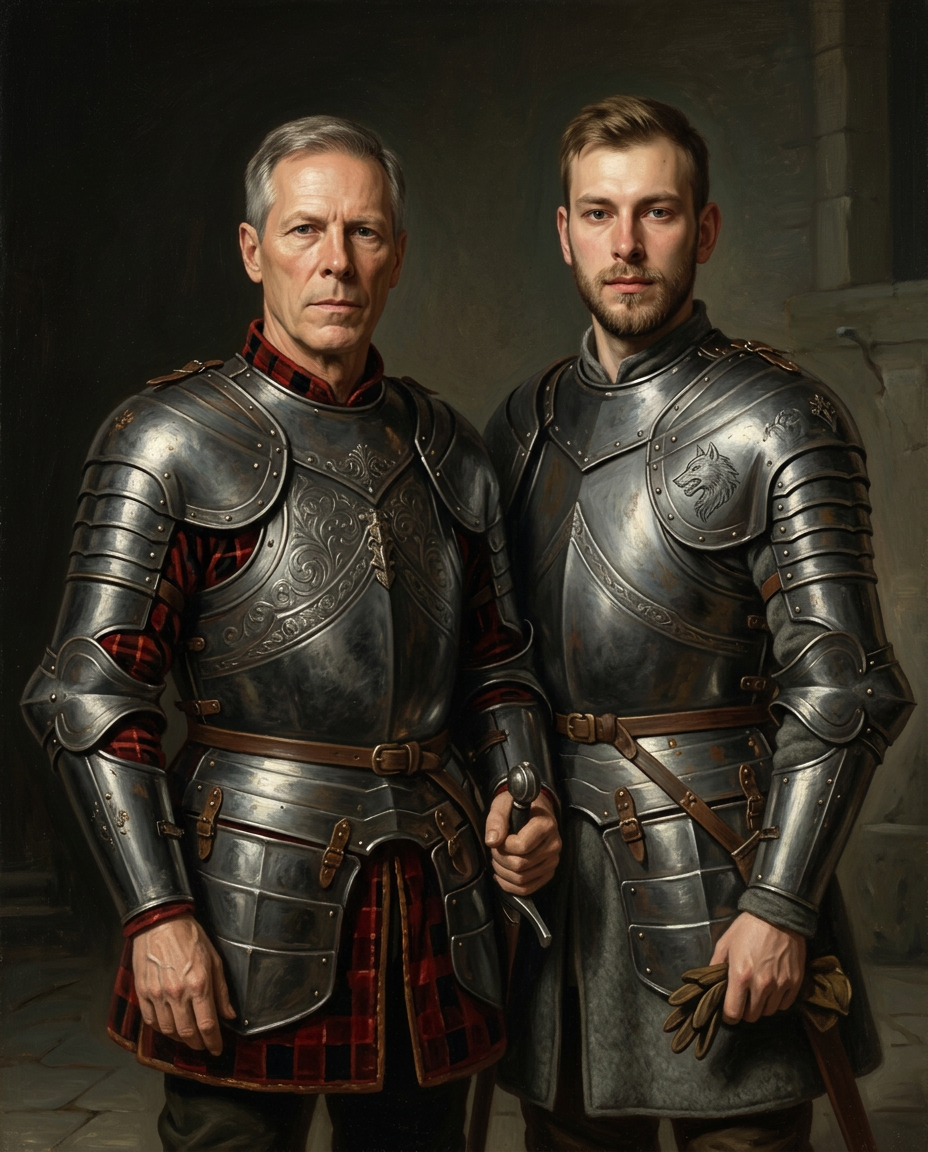 Knight – Yetişkin Erkek Kardeşler kişiye özel portre tasarım örneği