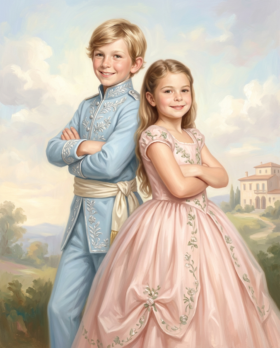 Fairytale – Kardeşler kişiye özel portre tasarım örneği