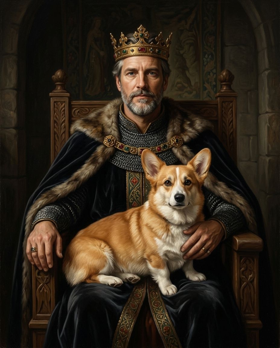 King – Erkek ve Evcil Dost kişiye özel portre tasarım örneği