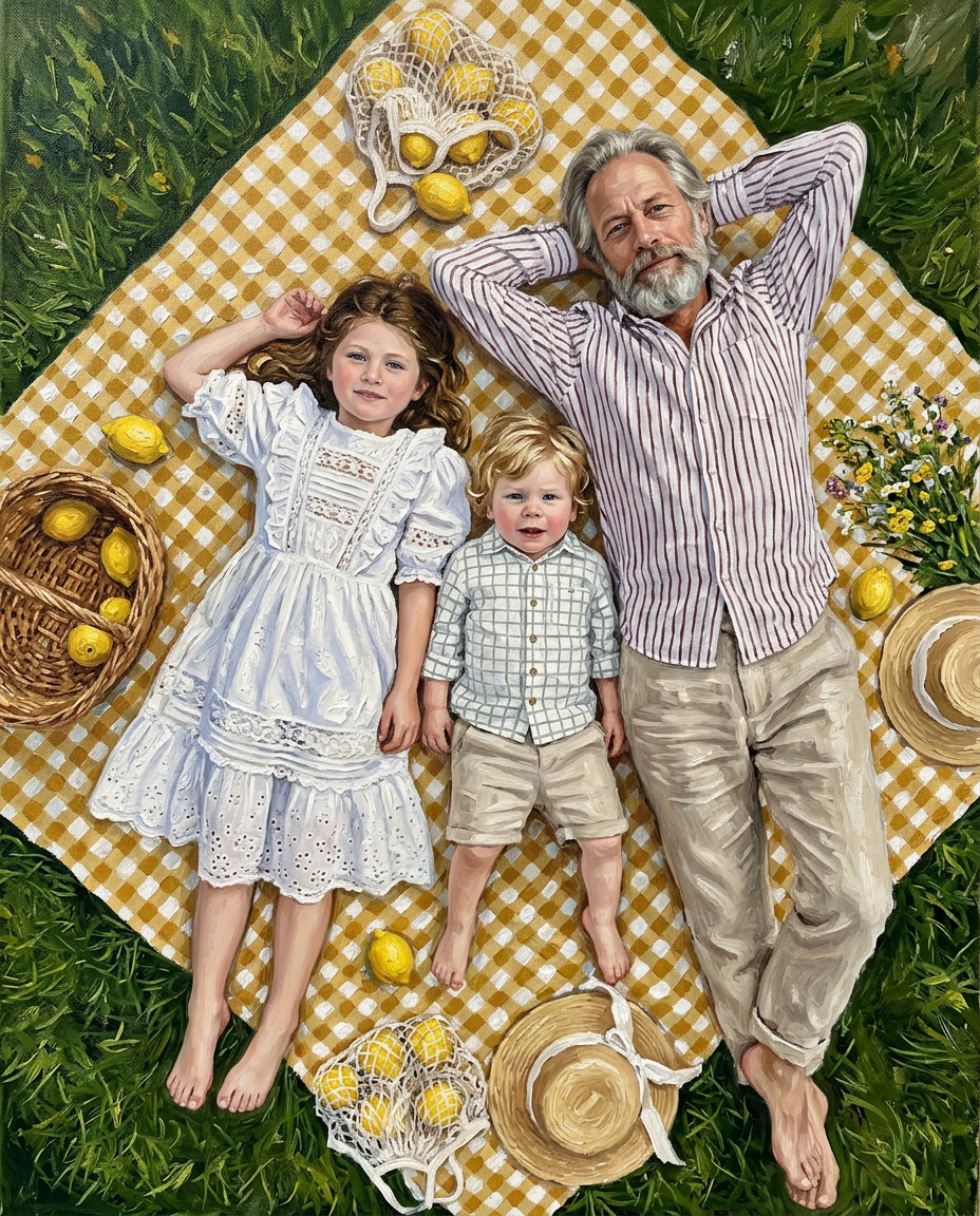 Lazy Lemon – Büyükbaba ve Torunlar kişiye özel portre tasarım örneği