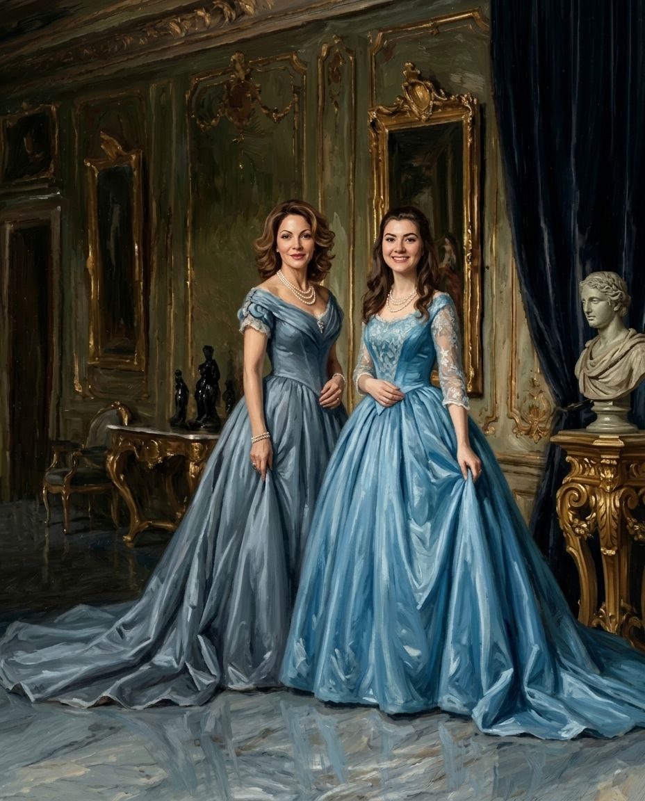 Sapphire Monarchs – Yetişkin Kız Kardeşler kişiye özel portre tasarım örneği