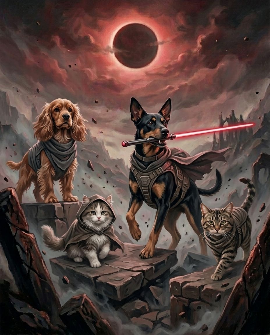 Crimson Ascension – Evcil Dostlar kişiye özel portre tasarım örneği